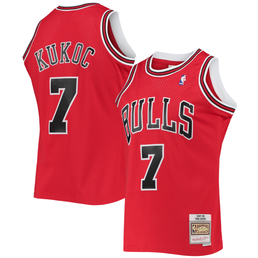 Mens Chicago Bulls Toni Kukoc Mitchell & Ness Red 1997-98 Hardwood Classics Swingman Jersey