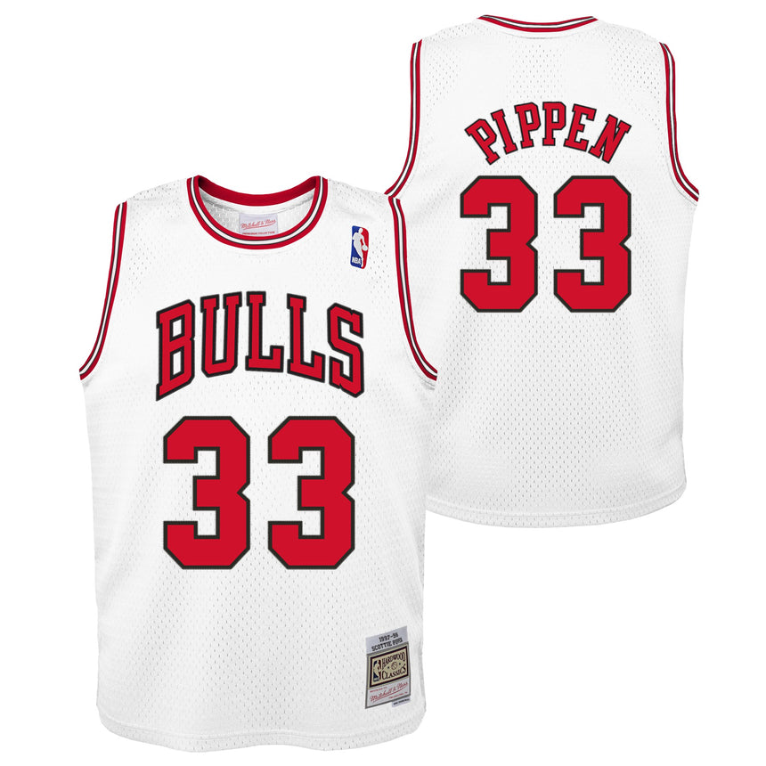 Youth Chicago Bulls Scottie Pippen Mitchell & Ness White Hardwood Classics Swingman Jersey