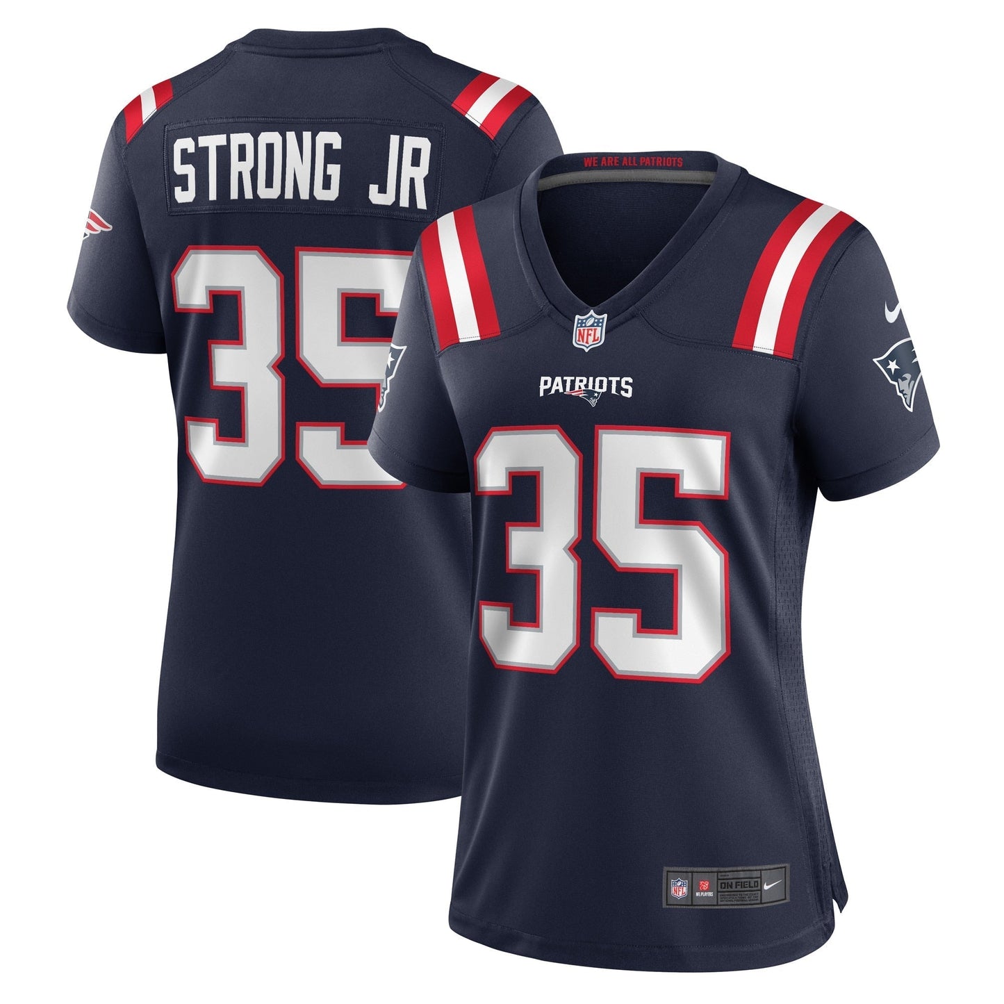 Women's Nike Pierre Strong Jr. Navy New England Patriots Game Player Jersey