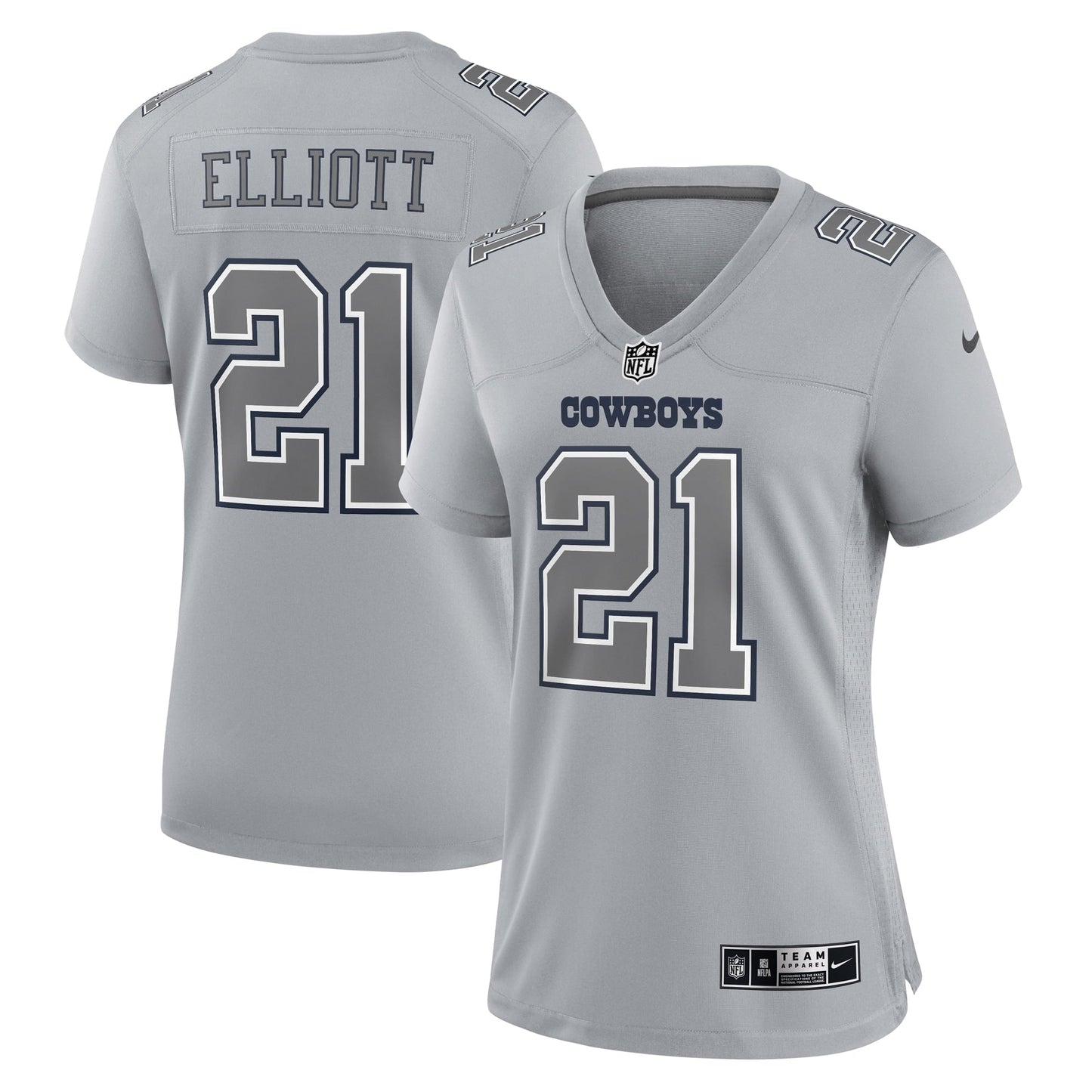 Women's Nike Ezekiel Elliott Gray Dallas Cowboys Atmosphere Fashion Game Jersey