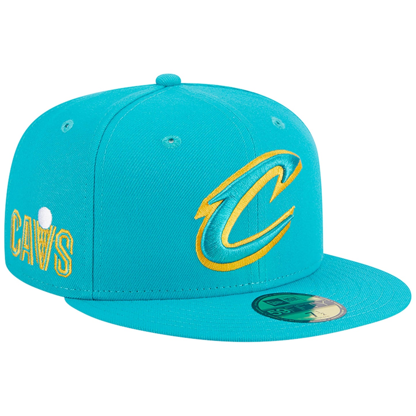 Cleveland Cavaliers New Era Breeze Grilled Yellow Undervisor 59FIFTY Fitted Hat - Turquoise