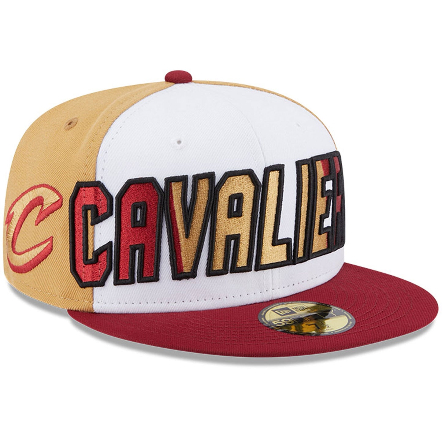 Cleveland Cavaliers New Era Back Half 9FIFTY Fitted Hat - White/Wine