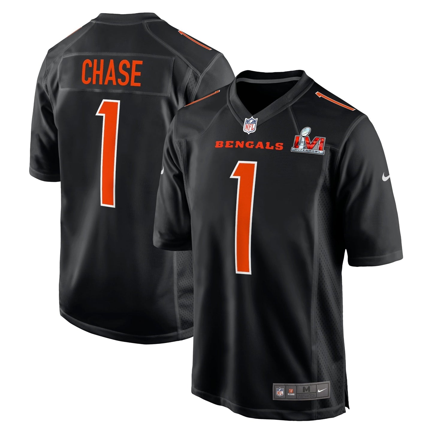 Men's Nike Ja'Marr Chase Black Cincinnati Bengals Super Bowl LVI Bound Game Fashion Jersey