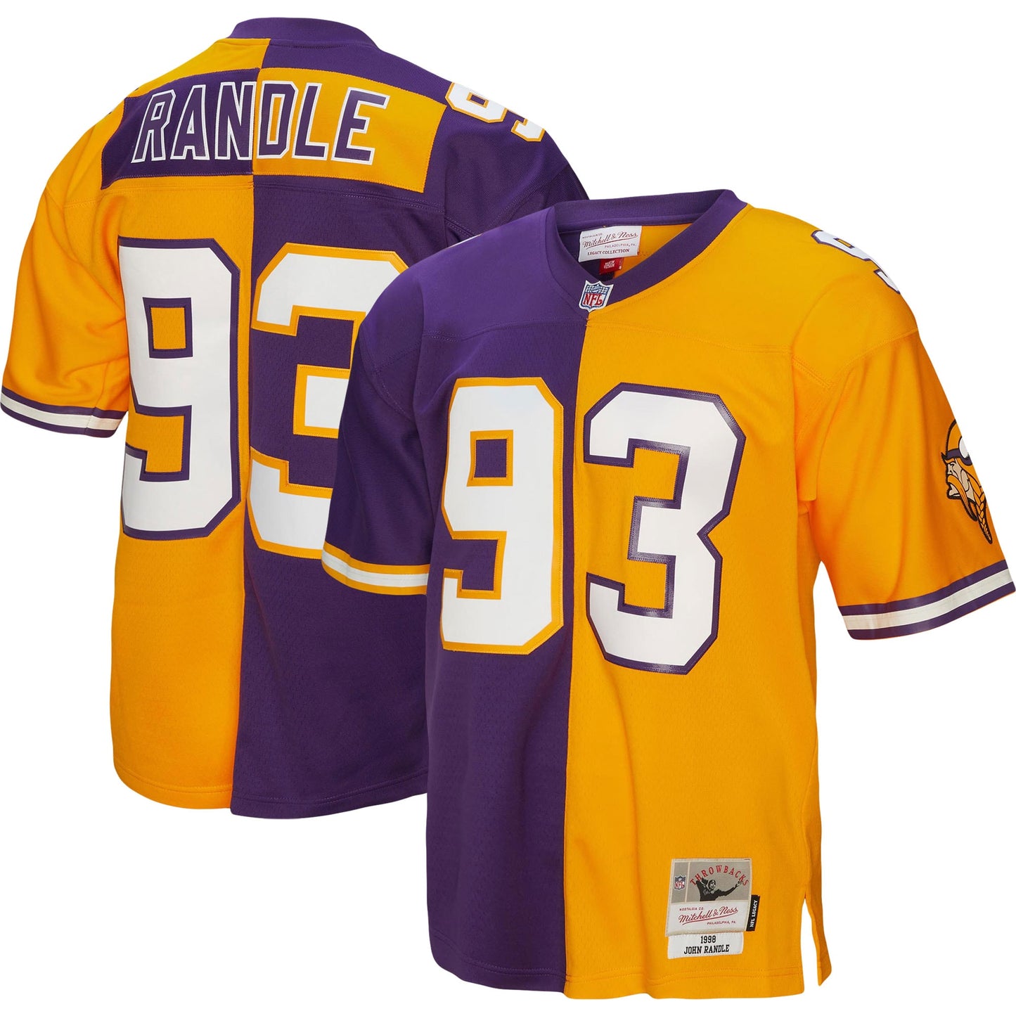 John Randle Minnesota Vikings Mitchell & Ness 1998 Split Legacy Replica Jersey - Purple/Gold