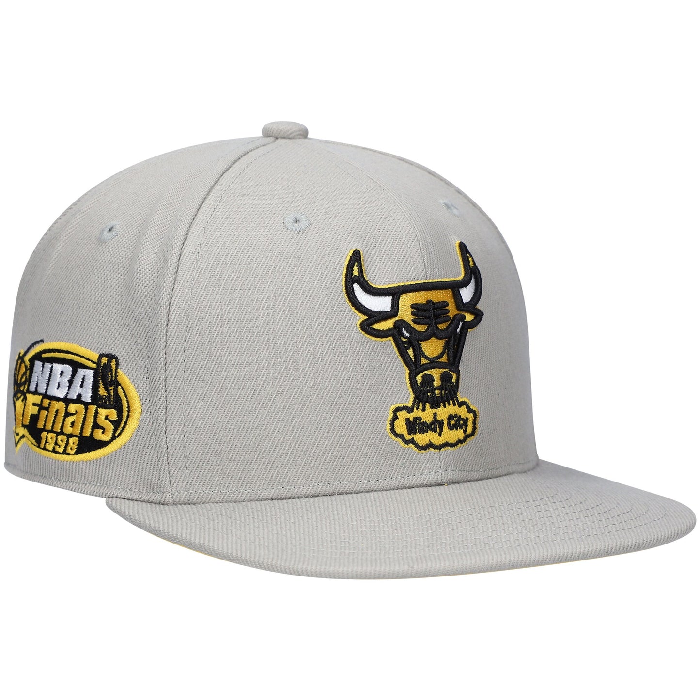 Chicago Bulls Mitchell & Ness Hardwood Classics 1998 NBA Finals Sunny Gray Fitted Hat - Gray