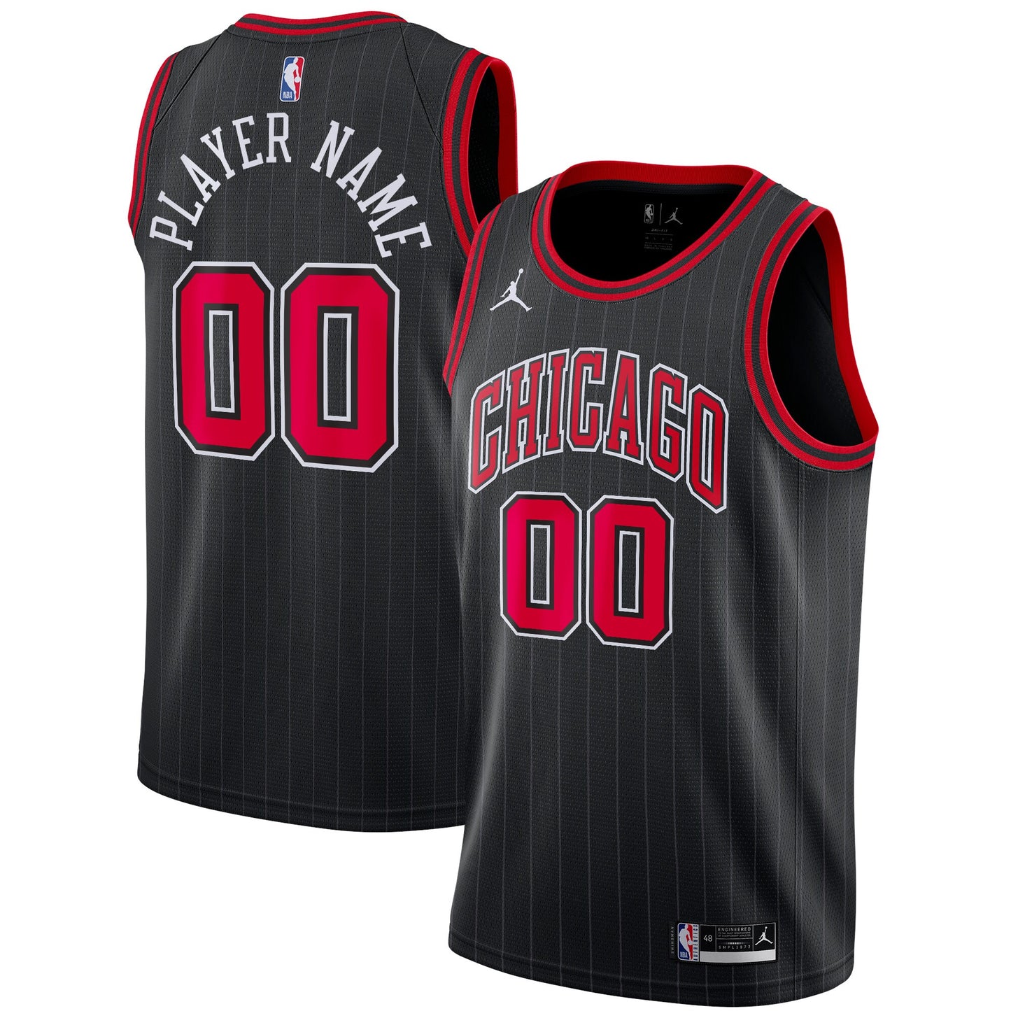 Chicago Bulls Jordans Brand Swingman Custom Jersey - Statement Edition - Black
