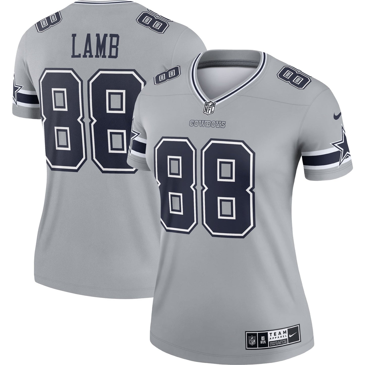 Women's Nike CeeDee Lamb Gray Dallas Cowboys Inverted Legend Jersey
