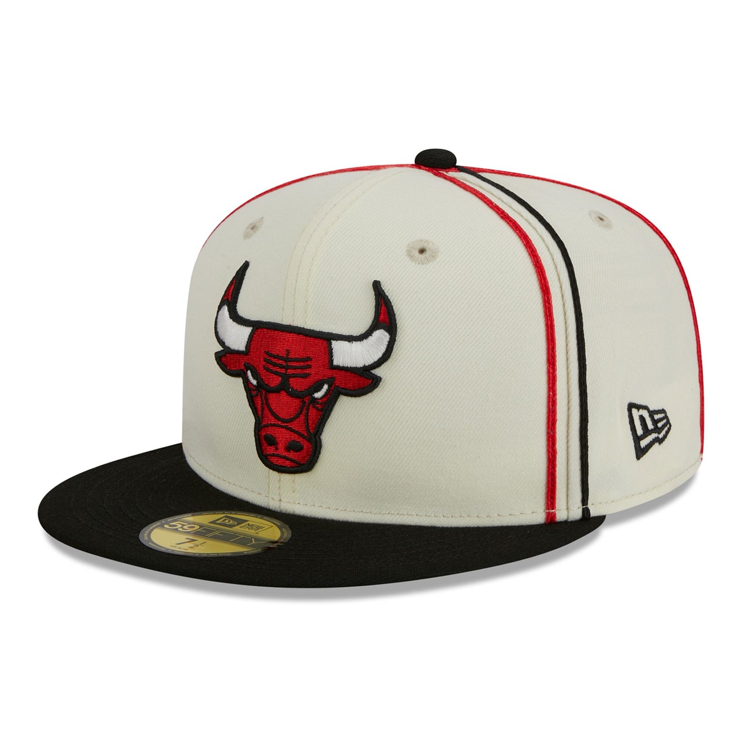 Chicago Bulls New Era Piping 2-Tone 59FIFTY Fitted Hat - Cream/Black